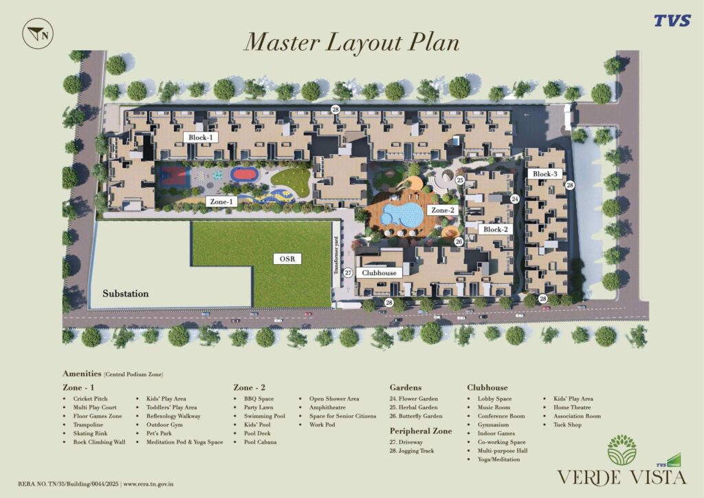 TVS Emerald Verde Vista Master plan, Apartments in Padur